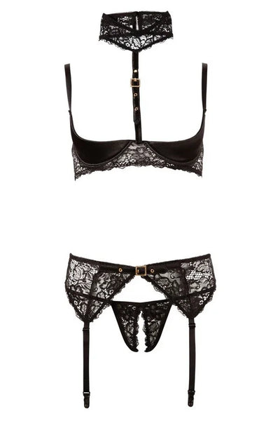 Ensemble ouvert jarretelles noir par Abierta Fina