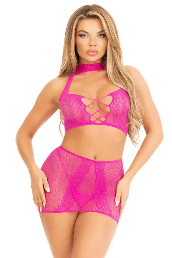 Ensemble résille top + jupe par Leg Avenue