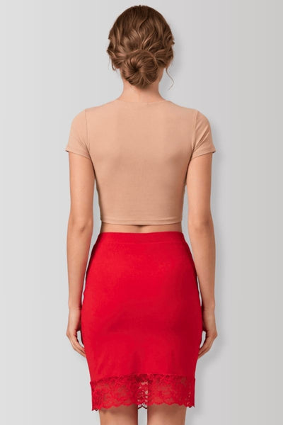 Maria Roter Jersey-Bleistiftrock