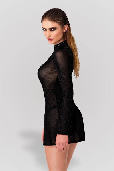 Mini-robe résille noire Ligne Privée par Noir Handmade