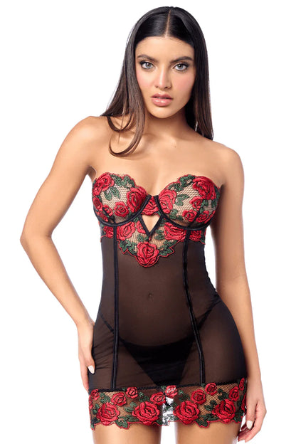 Nuisette bustier Bouquet de roses par Mapalé lingerie
