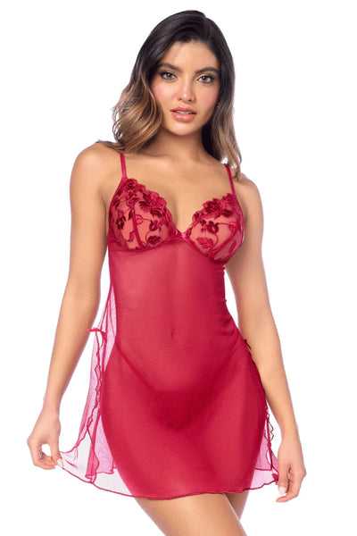 Nuisette romantique rouge par Mapalé lingerie