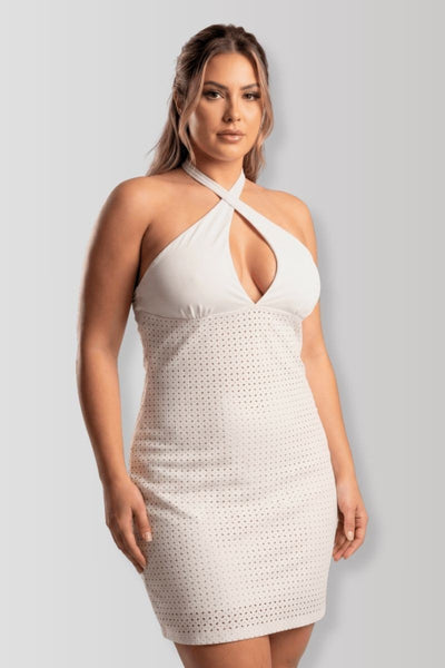 Margot Weißes Wetlook Kleid