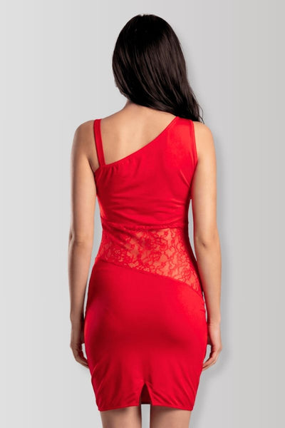 Paola rotes asymmetrisches Kleid