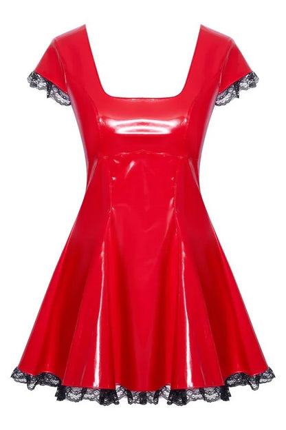 Robe patineuse vinyle rouge par Black Level