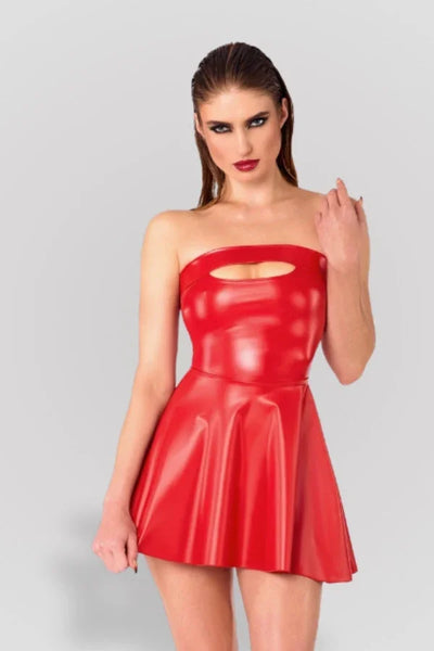 Robe patineuse wetlook rouge Ligne Privée par Noir Handmade