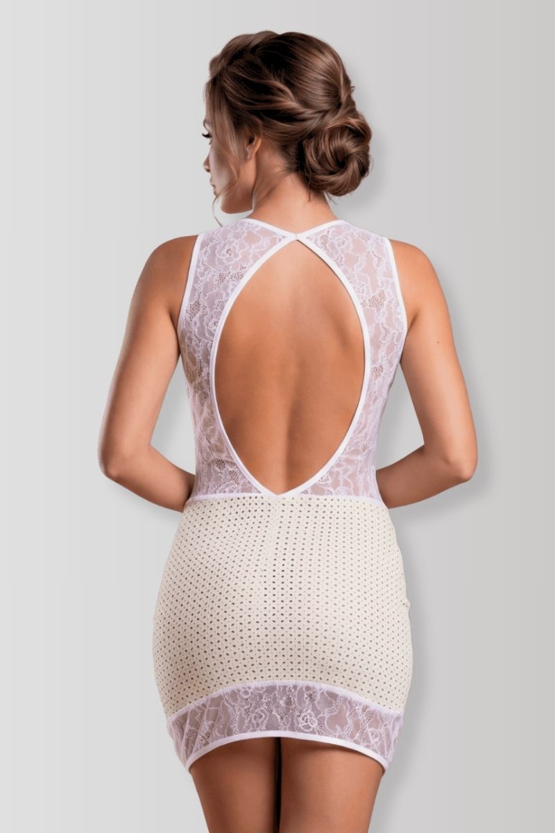 Weißes Wetlook-Minikleid