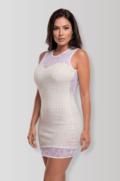 Weißes Wetlook-Minikleid