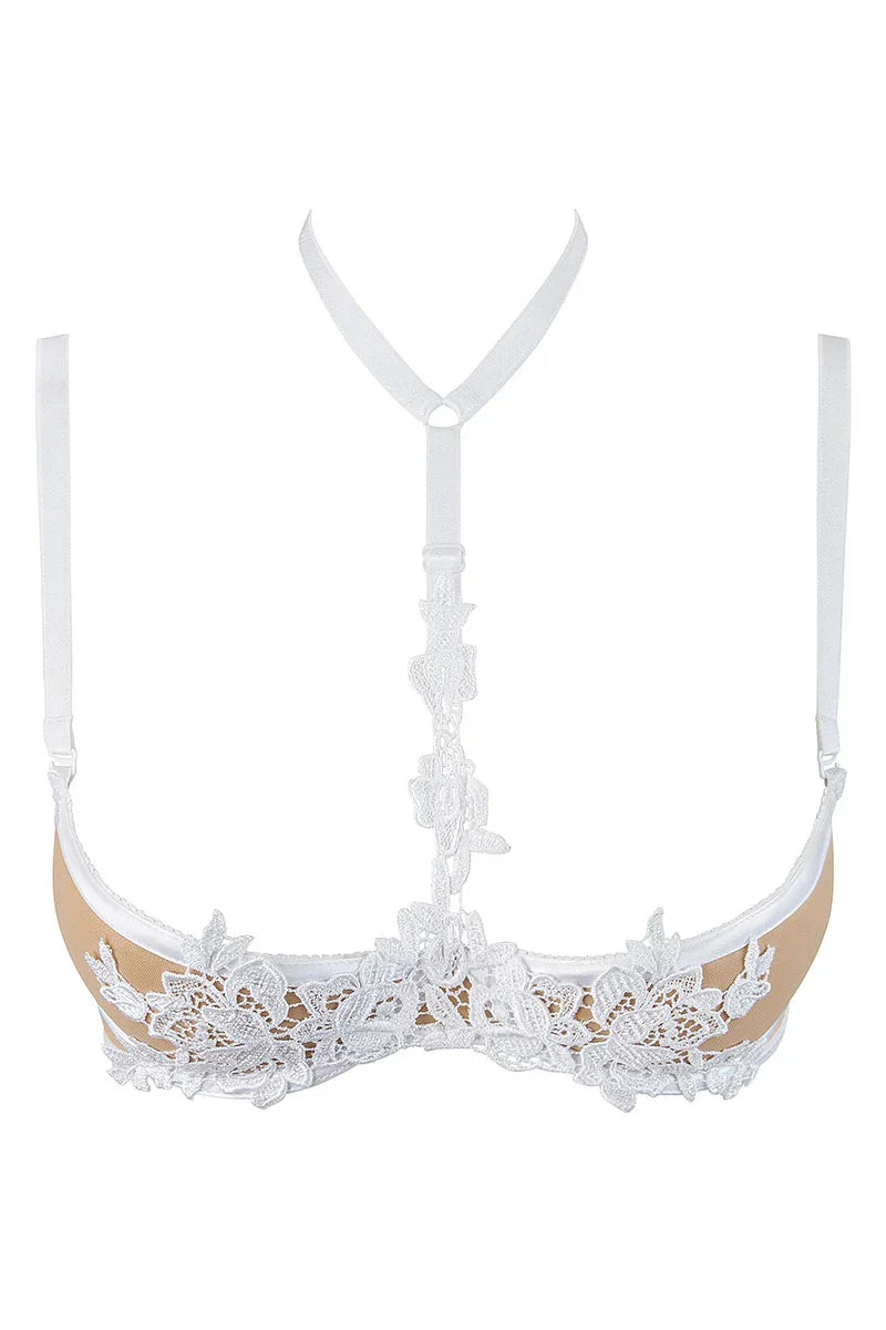 Soutien-gorge ouvert blanc V-9641 par Axami