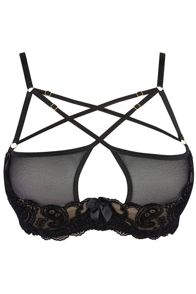 Soutien-gorge ouvert noir V-10051 par Axami