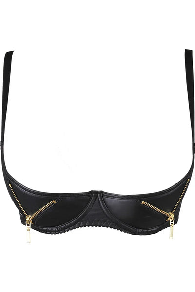 Soutien-gorge ouvert zippé noir V-9871 par Axami