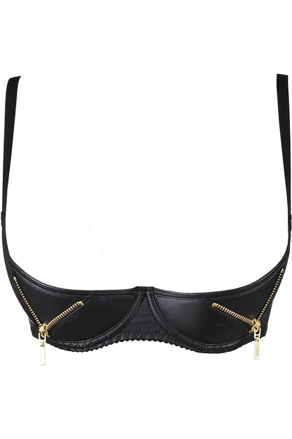 Soutien-gorge ouvert zippé noir V-9871 par Axami